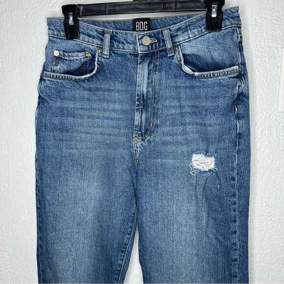 BDG Urban Outfitters Stretch High-Rise Flare Distresses Blue Women Jeans Sz 28 - Picture 4 of 12